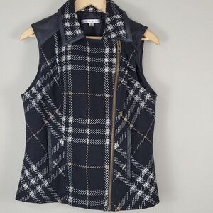 Cabi Black Plaid Moto Vest - Sz M